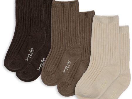 Konges Sløjd Sand Hazel Shitake 3 Pack Rib Socks Discount