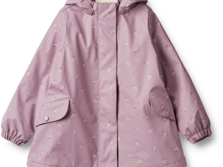 Wheat Soft Lilac Flowers Thermo Rain Jacket Rika Hot on Sale