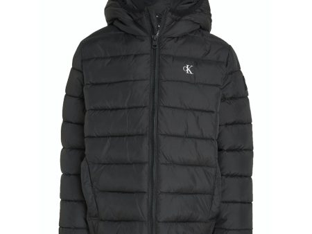 Calvin Klein Ck Black Inst. Logo Light Padded Jacket For Discount